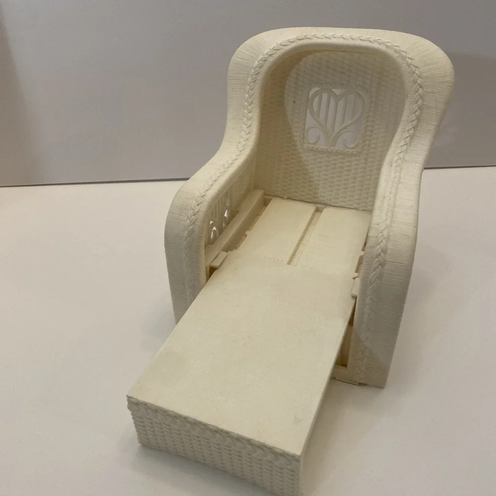 Barbie Dream House Wicker Look‎ Plastic Chair Foot Rest Cushion 80s Vintage 1983